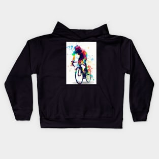 Racing Bike Cyclist Rainbow Kids Hoodie